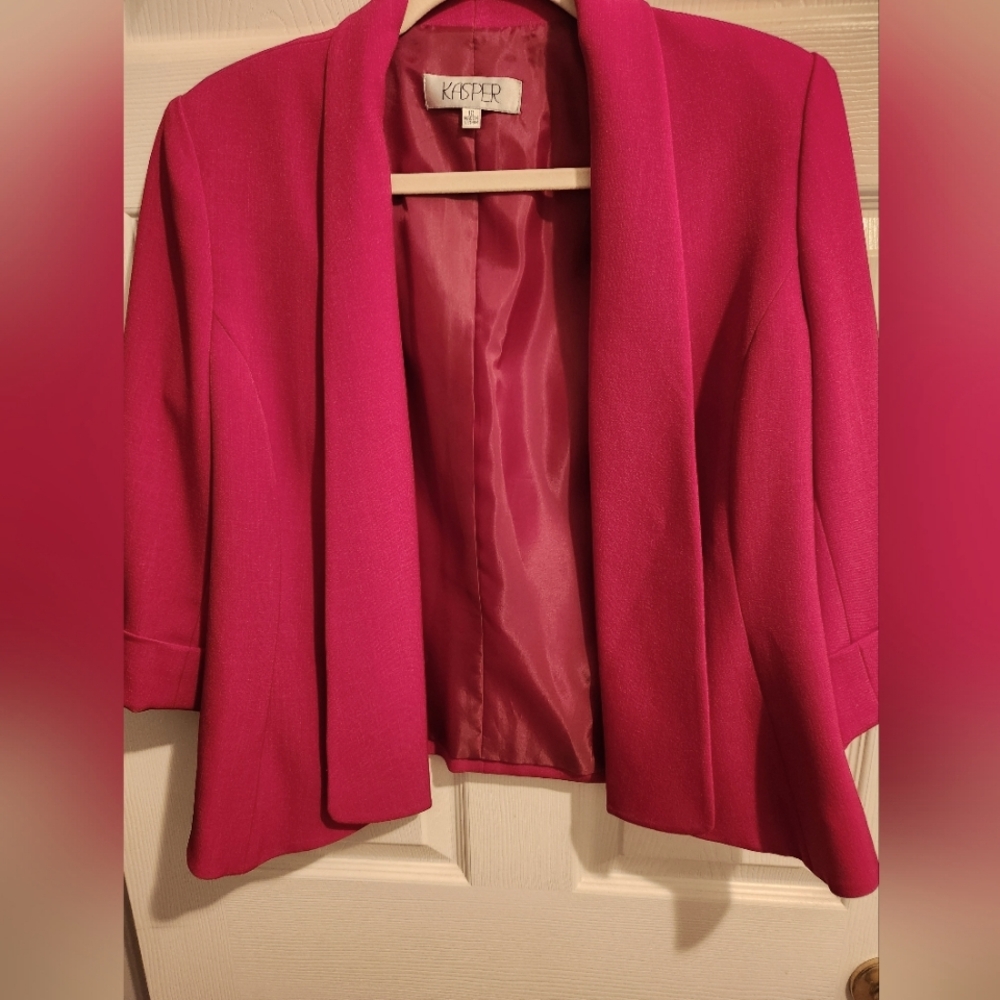 Kasper Rich Red Shawl Collar Flyaway Blazer